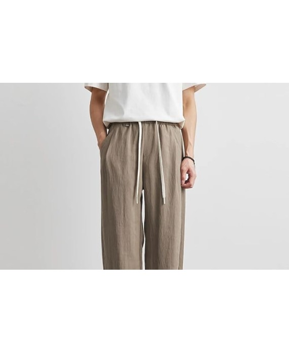 Men's Straight Summer Casual Pants Loose Outdoor Sports Breathable Solid Color Trousers