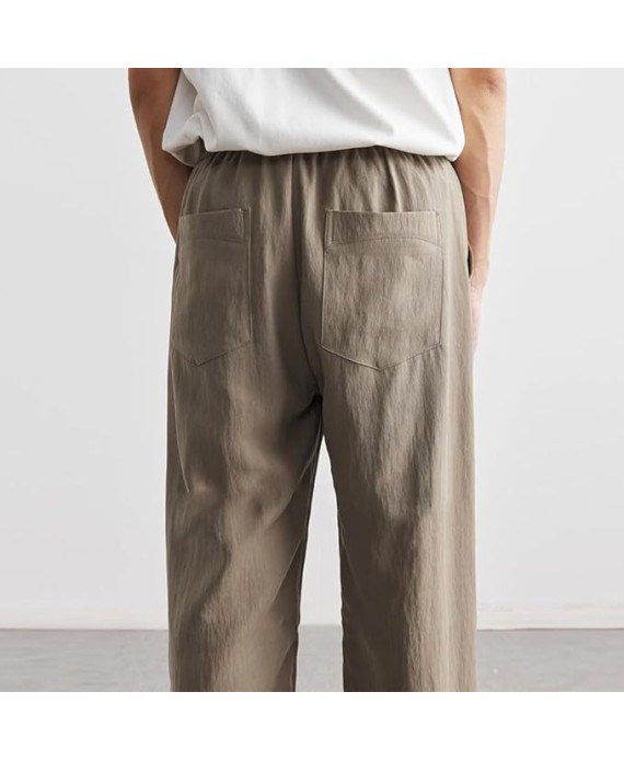 Men's Straight Summer Casual Pants Loose Outdoor Sports Breathable Solid Color Trousers