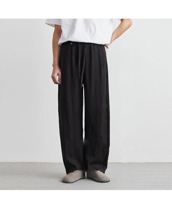 Men's Straight Summer Casual Pants Loose Outdoor Sports Breathable Solid Color Trousers