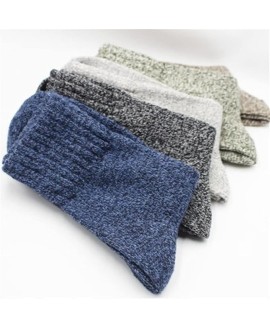 5 Pairs Men's Winter Warm Socks Set Pack Solid Color Harajuku Retro Thick Cashmere Sock