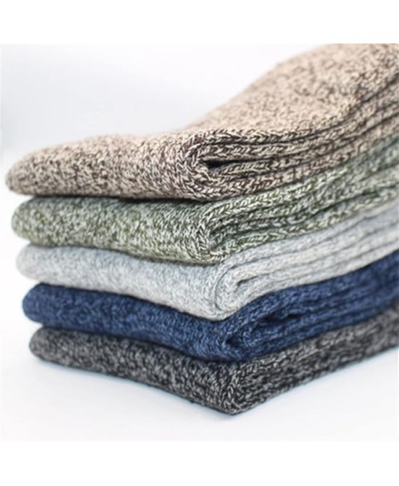 5 Pairs Men's Winter Warm Socks Set Pack Solid Color Harajuku Retro Thick Cashmere Sock
